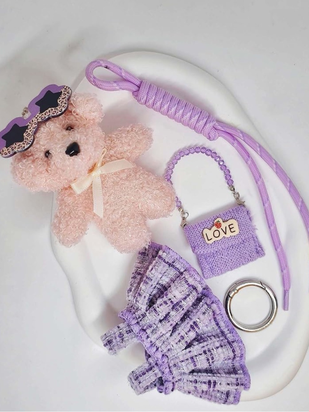 Teddy bear, keychain bag charm with outfit dress her up NOT FROM TEMU - Picture 4 of 8